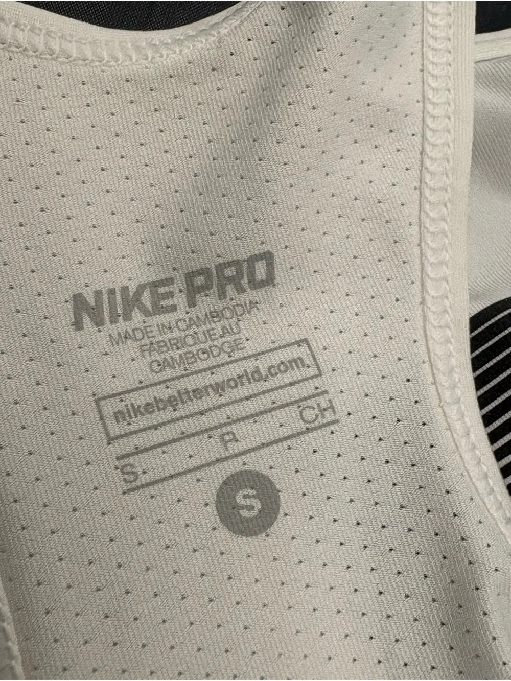 Nike Pro White Racerback Training Tank with Black stripe Logo